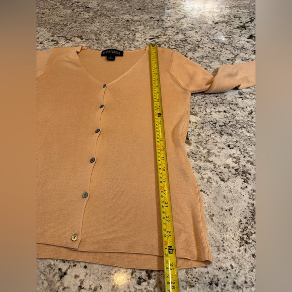Ellen Tracy V-Neck Cardigan in Warm Tan - Picture 3 of 5